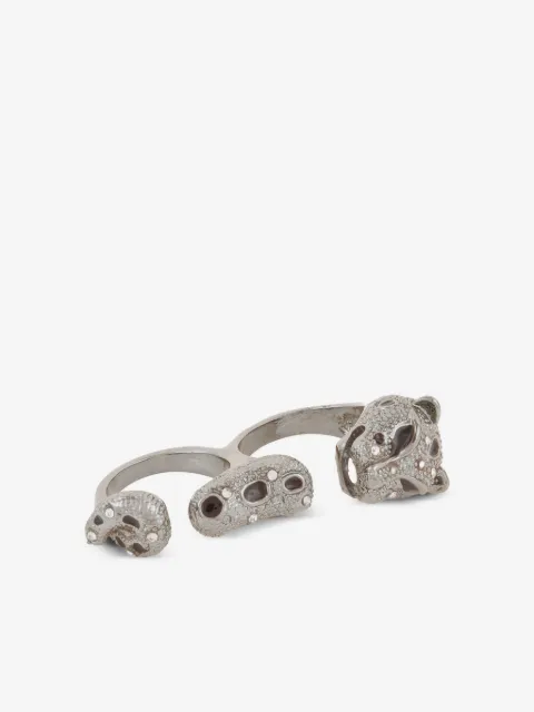 Susan Caplan Vintage pre-owned Double-Impact Panther statement ring