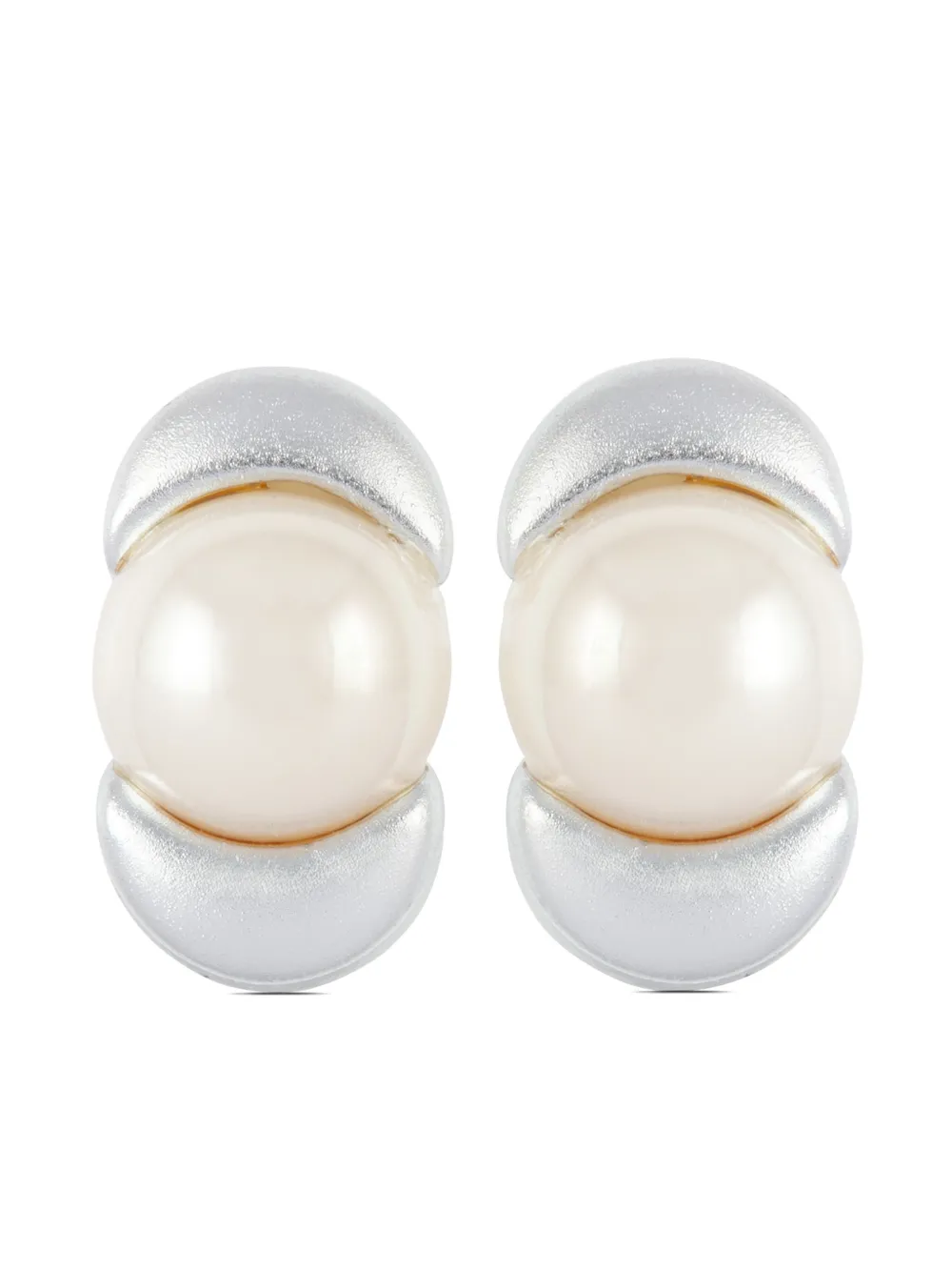 Pre-owned Nina Ricci 1990s  Faux-pearl Earrings In White