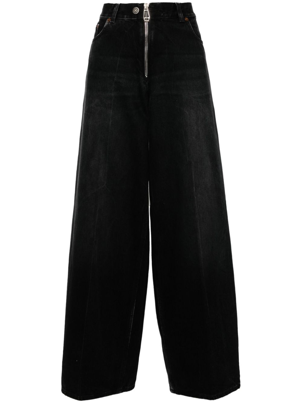 Shop Haikure Bethany Zip Wide-leg Jeans In Black