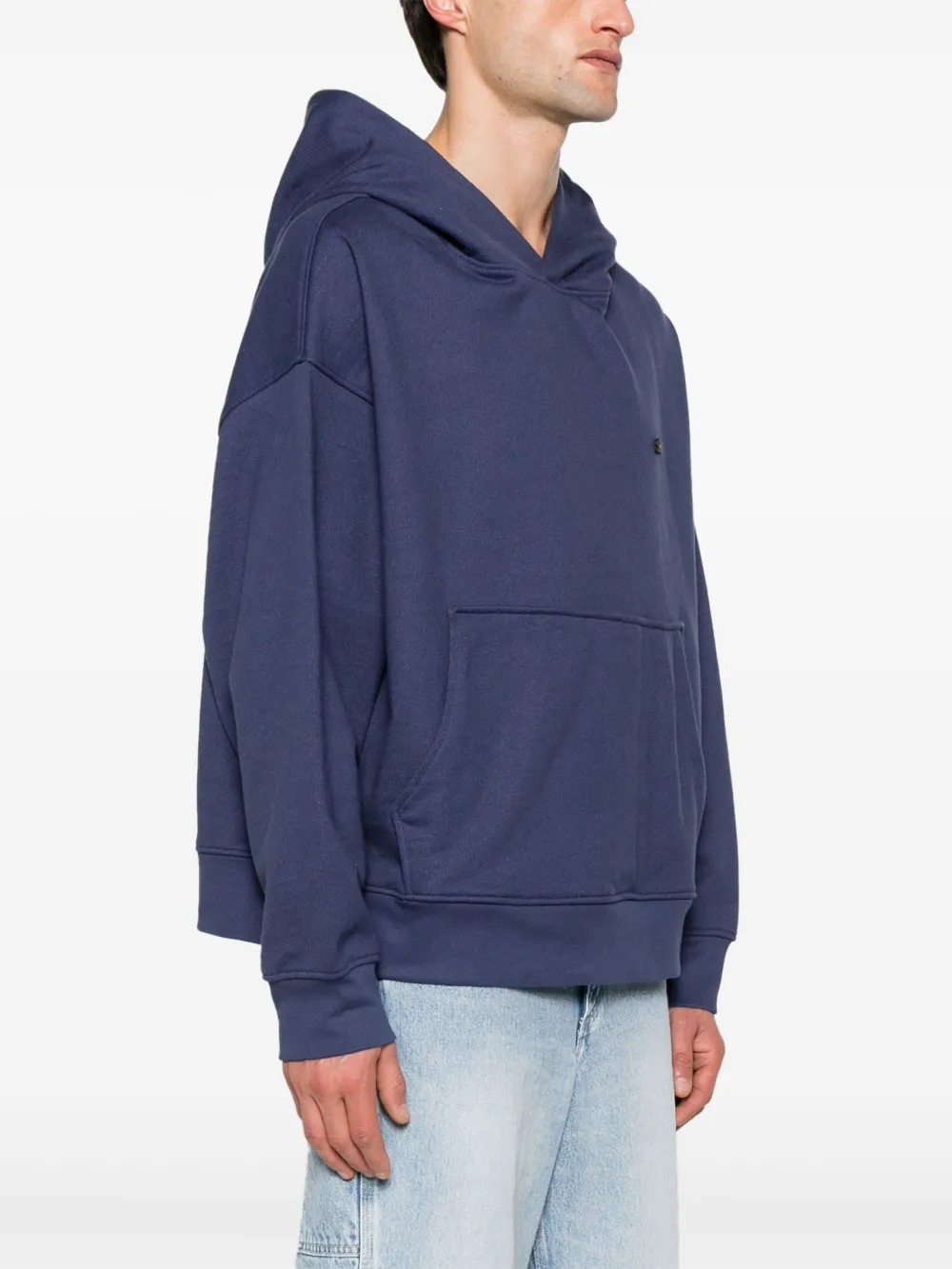 A Paper Kid Logo-plaque Cotton Hoodie In Blue