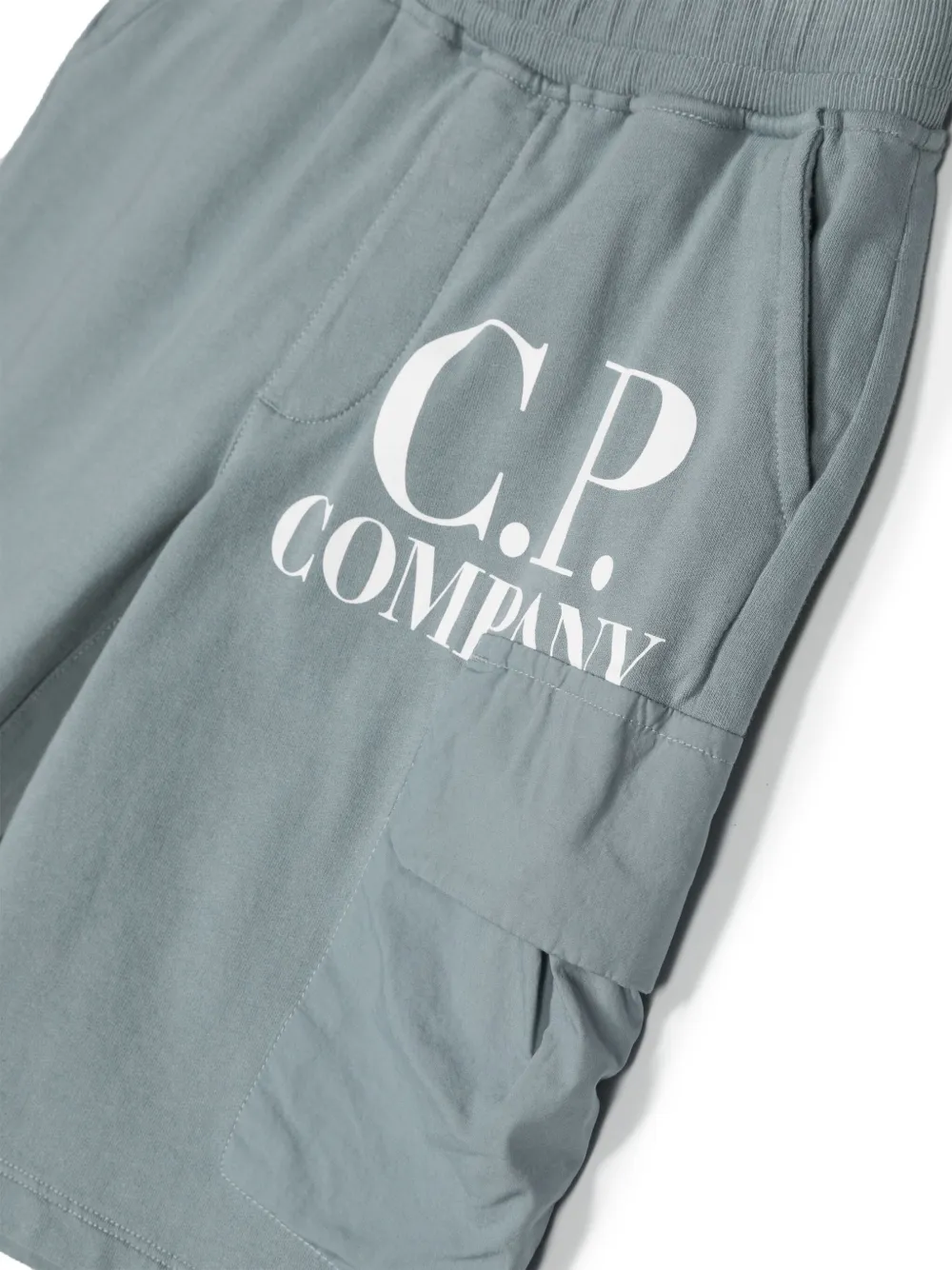 Shop C.p. Company Logo-print Cotton Shorts In Grey