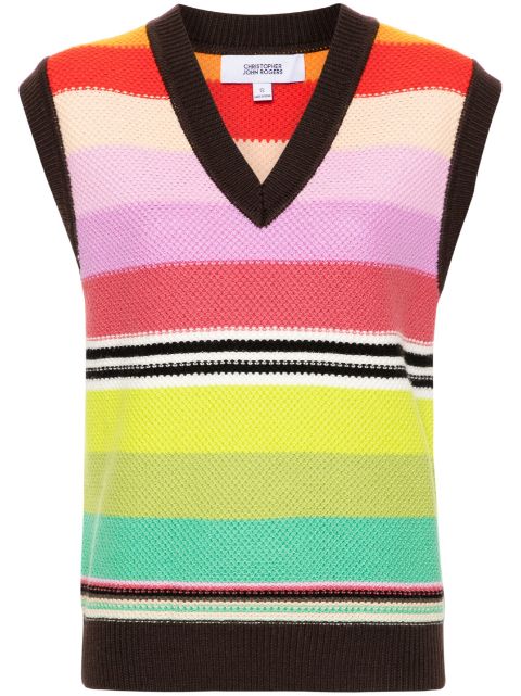 Christopher John Rogers striped honeycomb-knit vest 