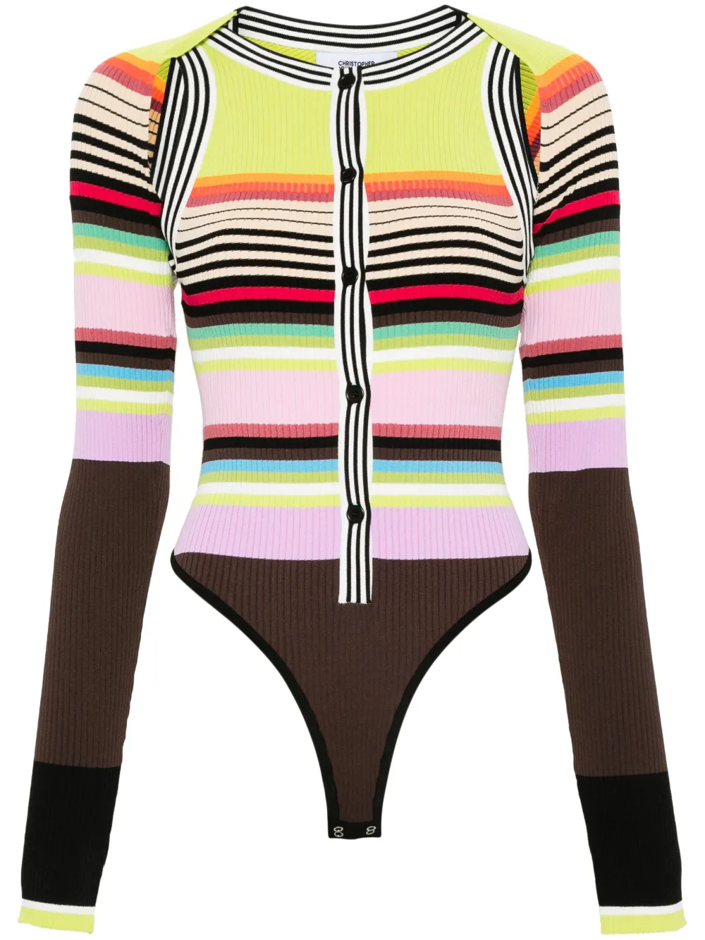 Christopher John Rogers striped knitted bodysuit and bolero | Green | Image 1