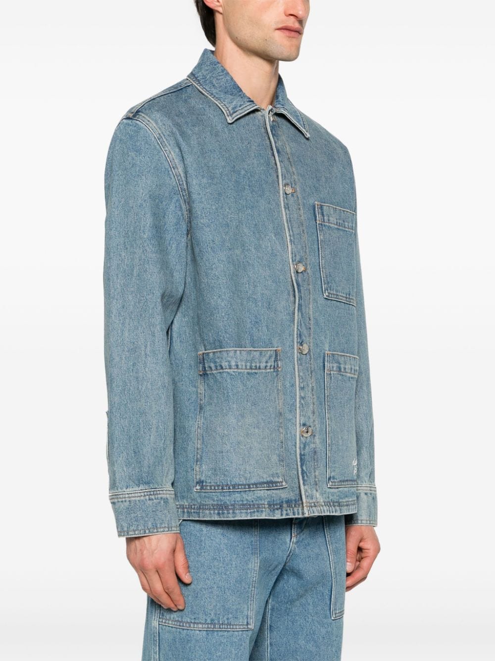 Maison Kitsuné Denim jack met gespreide kraag Blauw