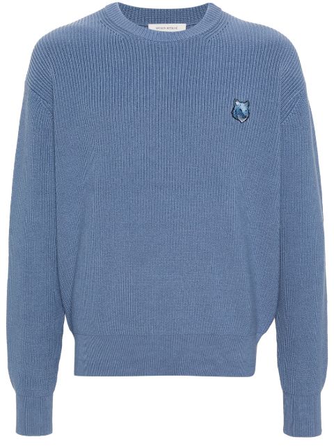 Maison Kitsuné suéter tejido de canalé con parche del logo