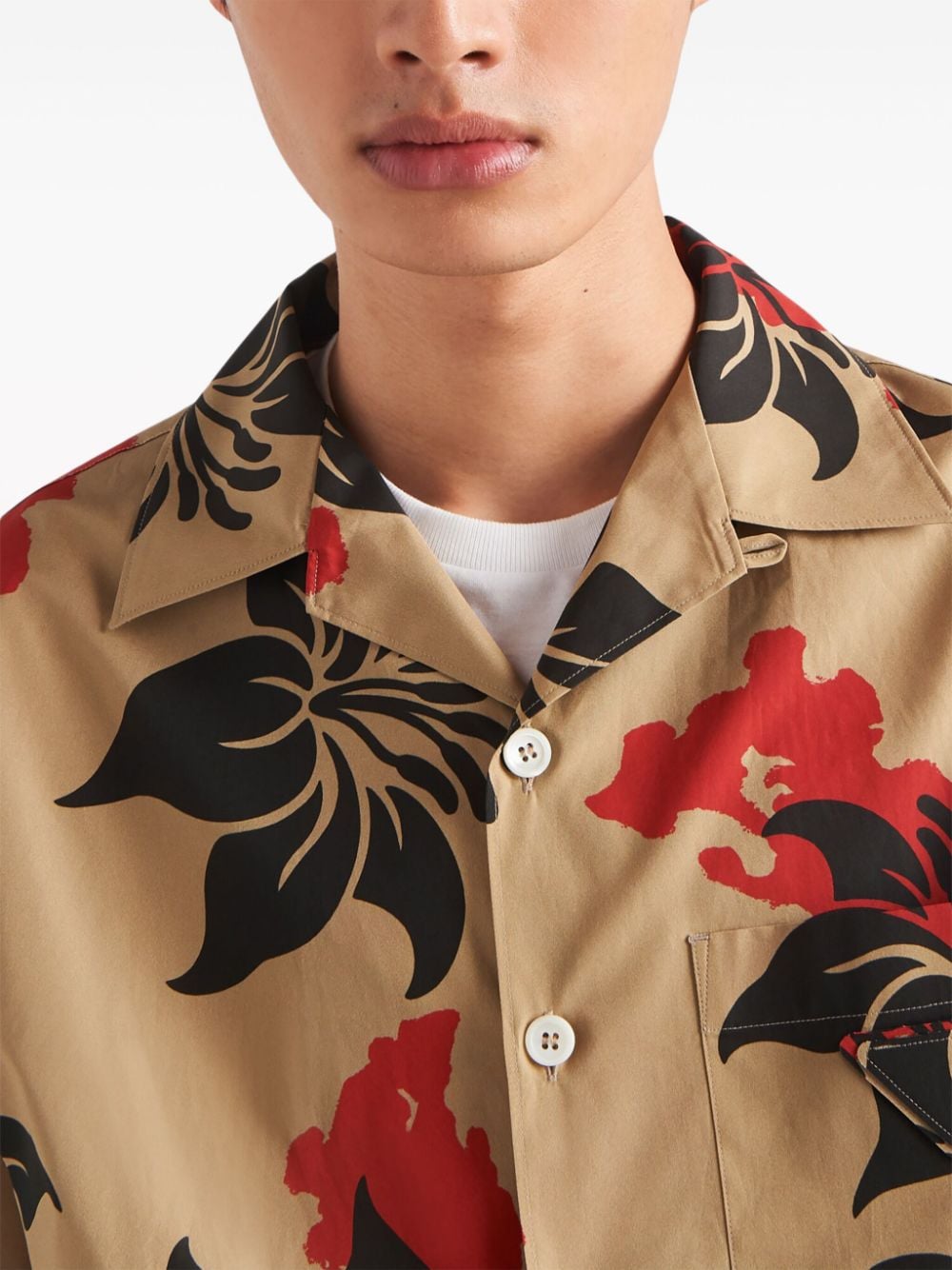 Prada Overhemd met bloemenprint Beige