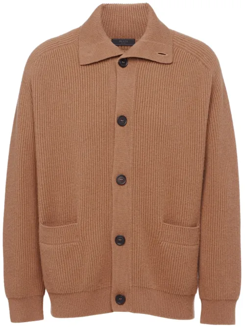 Cardigan en cachemire à design nervuré - Prada - Modalova
