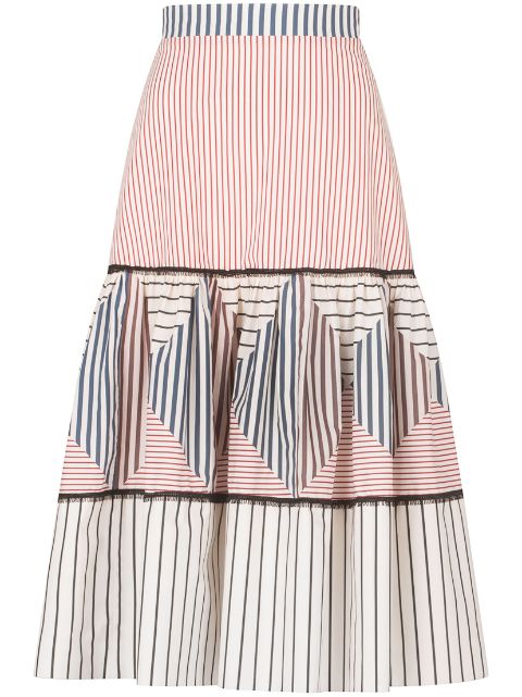 Silvia Tcherassi Guillermina striped cotton midi skirt