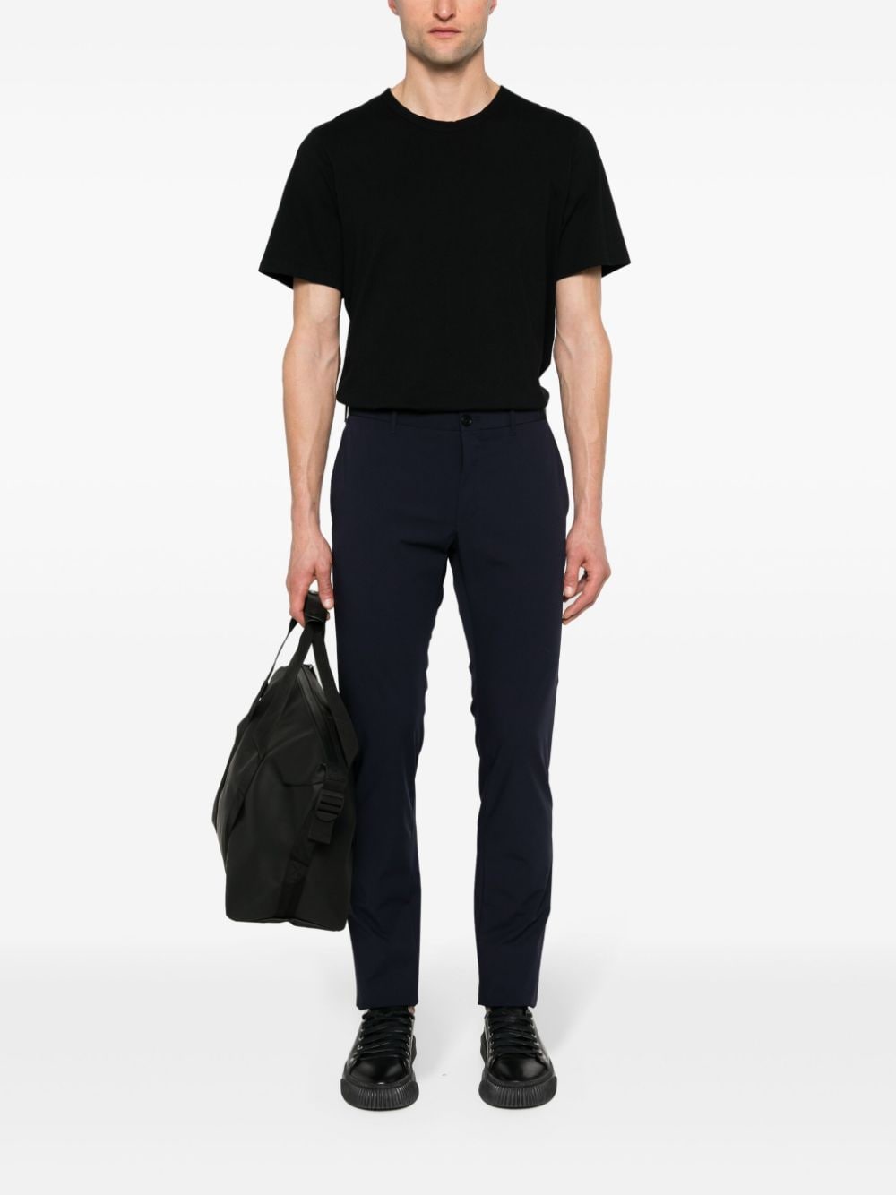Shop Incotex Mid-waist Slim-fit Trousers In Blue