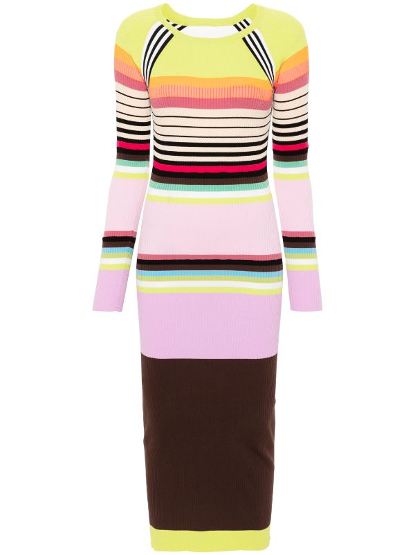 Christopher John Rogers Striped ribbed-knit Maxi Dress | Pink | FARFETCH