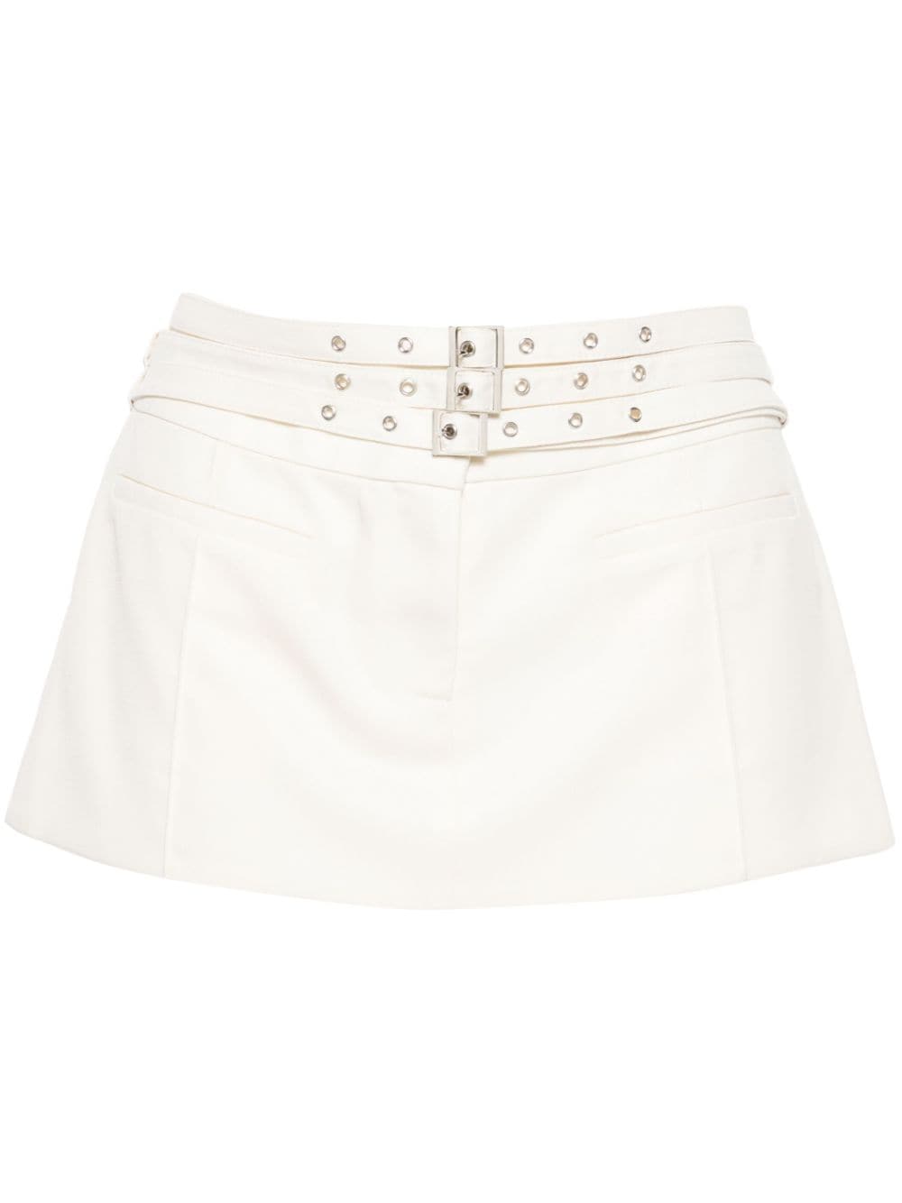 Shop Aya Muse Multiple-belts Low-rise Miniskirt In Neutrals
