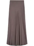ANINE BING Bar fluted silk-satin midi skirt - Brown