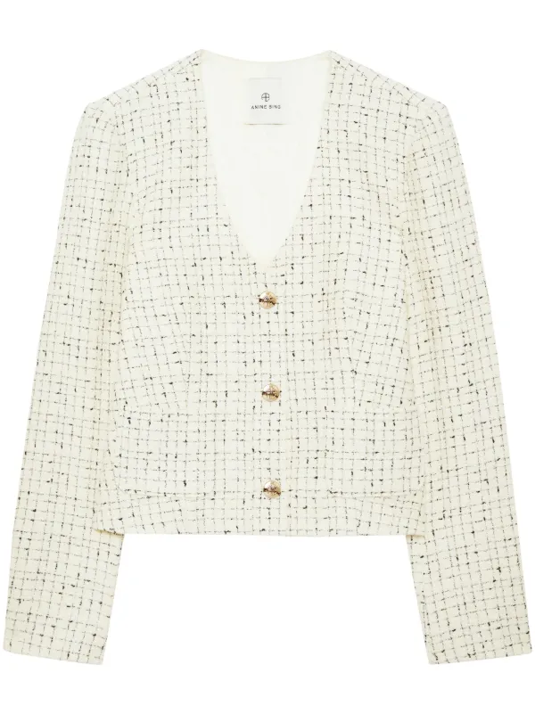 cochan♡Lumignon tweed fringe jacket 白 The Tweed Fringe Jacket in White – Threads