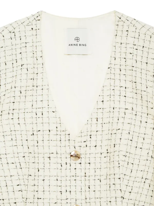ANINE BING Anitta クロップド ツイードジャケット | ホワイト  
