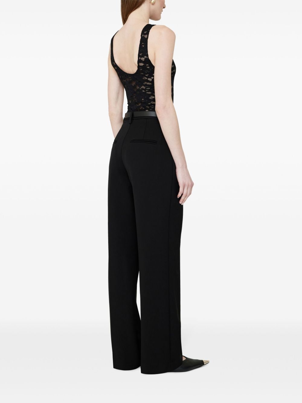 Shop Anine Bing Alysha Floral-lace Bodysuit In 黑色
