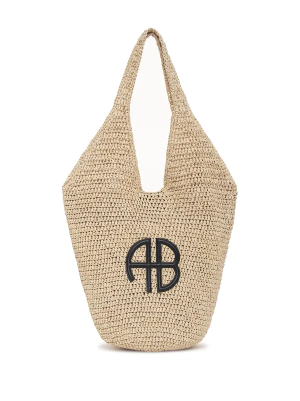 ANINE BING Leah logo patch Tote Bag Neutrals FARFETCH CA