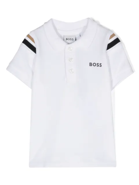 BOSS Kidswear raised-logo stripe-detail polo shirt