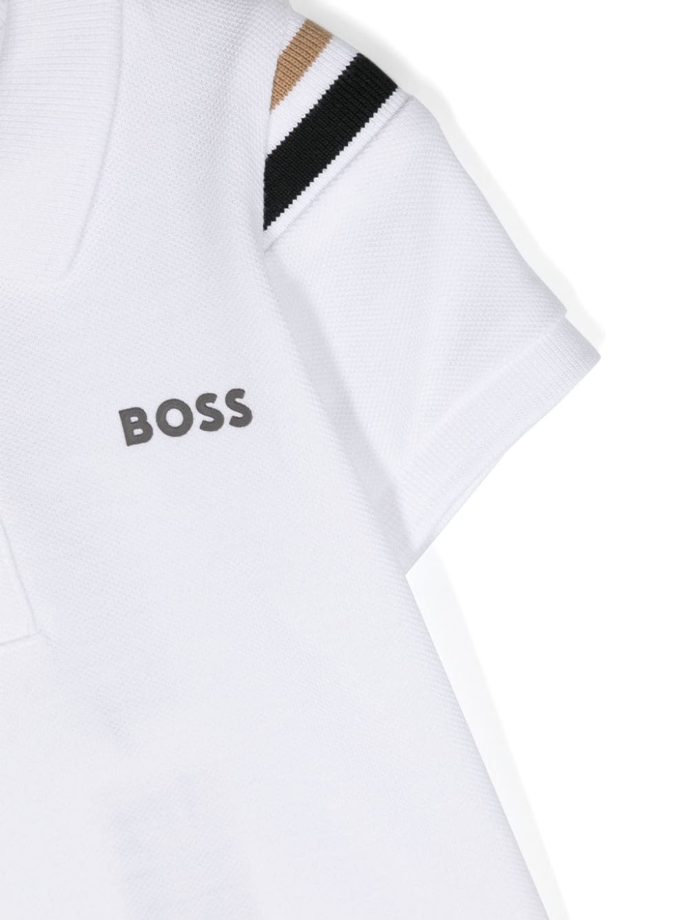 Shop Bosswear Raised-logo Stripe-detail Polo Shirt In 白色