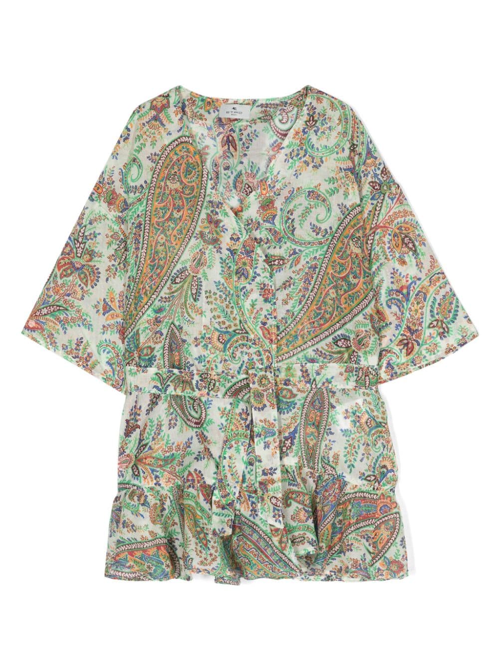 Shop Etro Paisley-print Cotton Wrap Dress In Green