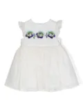 ETRO KIDS floral embroidery ruffled dress - White