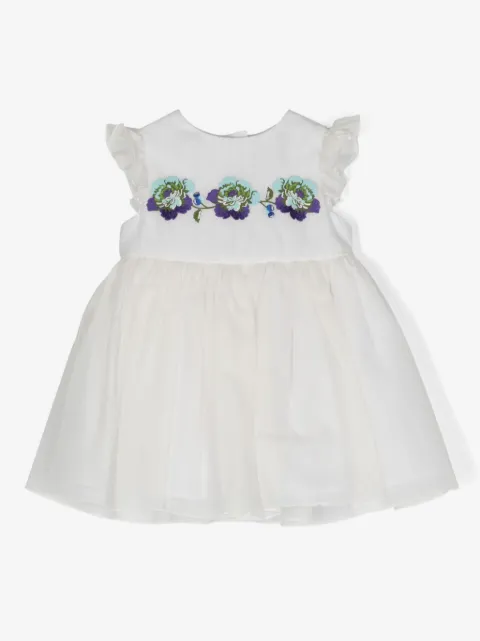 ETRO KIDS floral embroidery ruffled dress