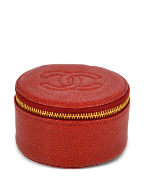 HOT SALE CHANEL 1992 CC stitch jewelry case Women