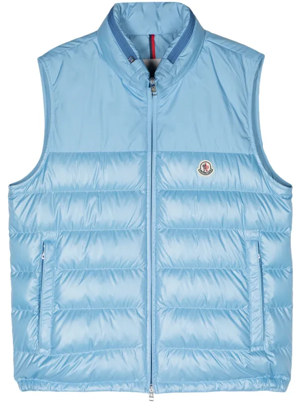 Moncler Cerces concealed hood Down Gilet Blue FARFETCH AE