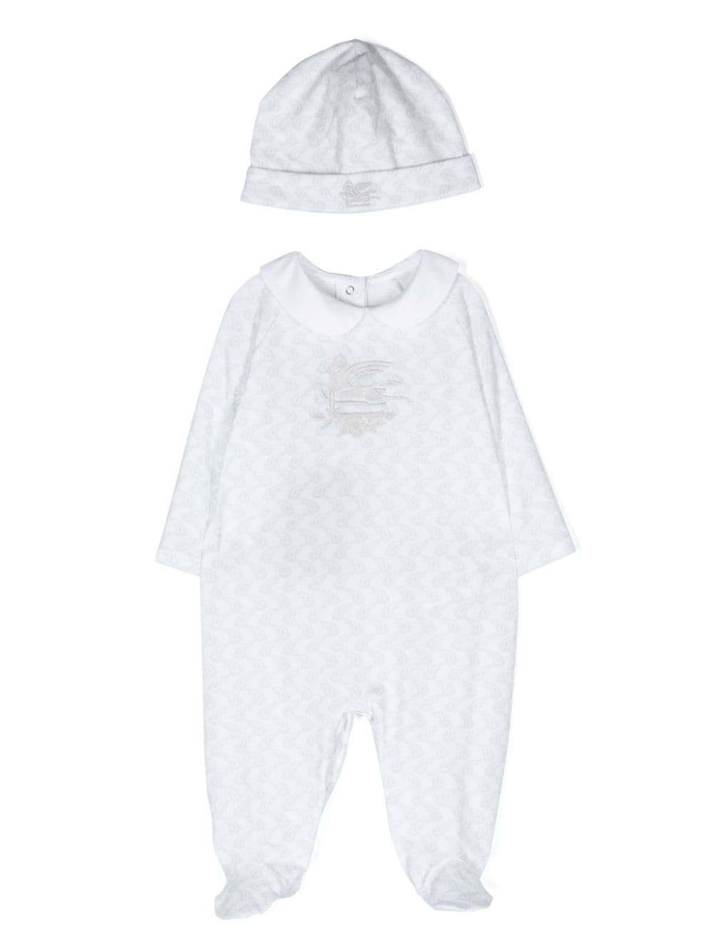 Etro Babies' Pegaso 刺绣佩斯理印花连体衣套装 In White