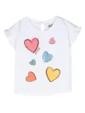 Moschino Kids heart-print ruffled T-shirt - White