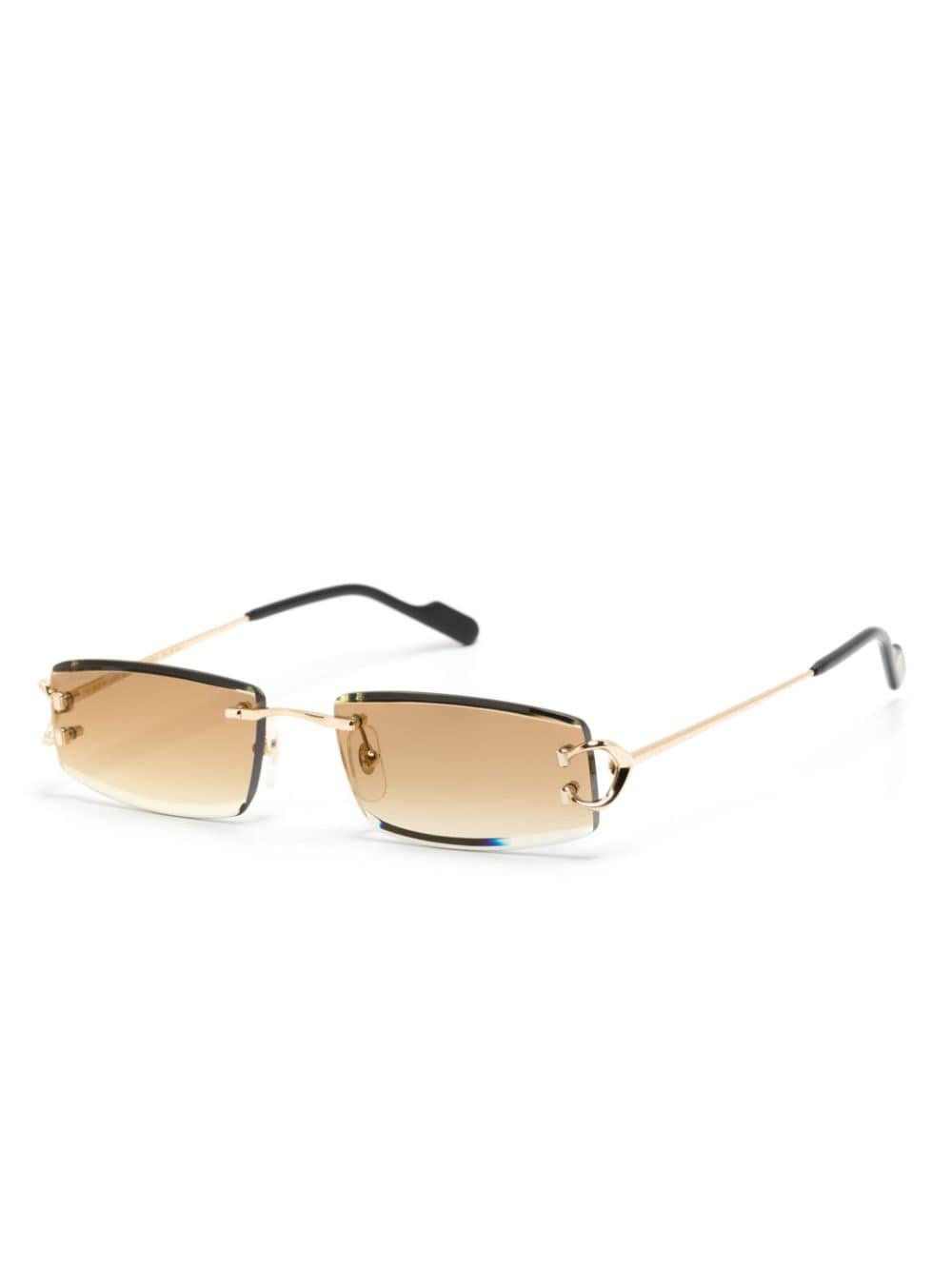 Shop Cartier Rectangle-frame Sunglasses In Gold