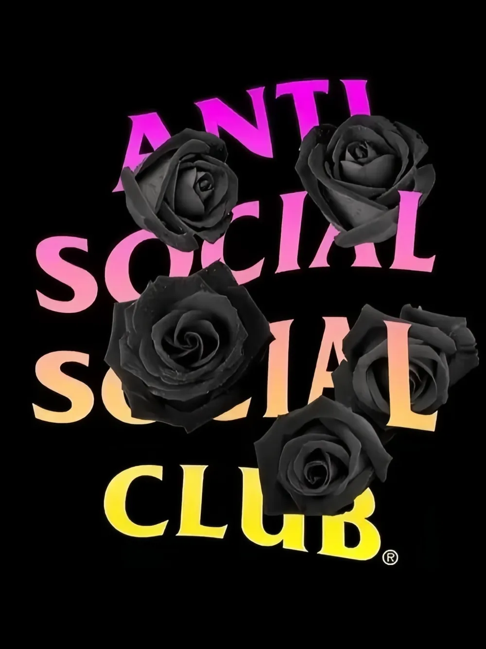 Anti Social Club rose-embellished bat hoodie Zwart