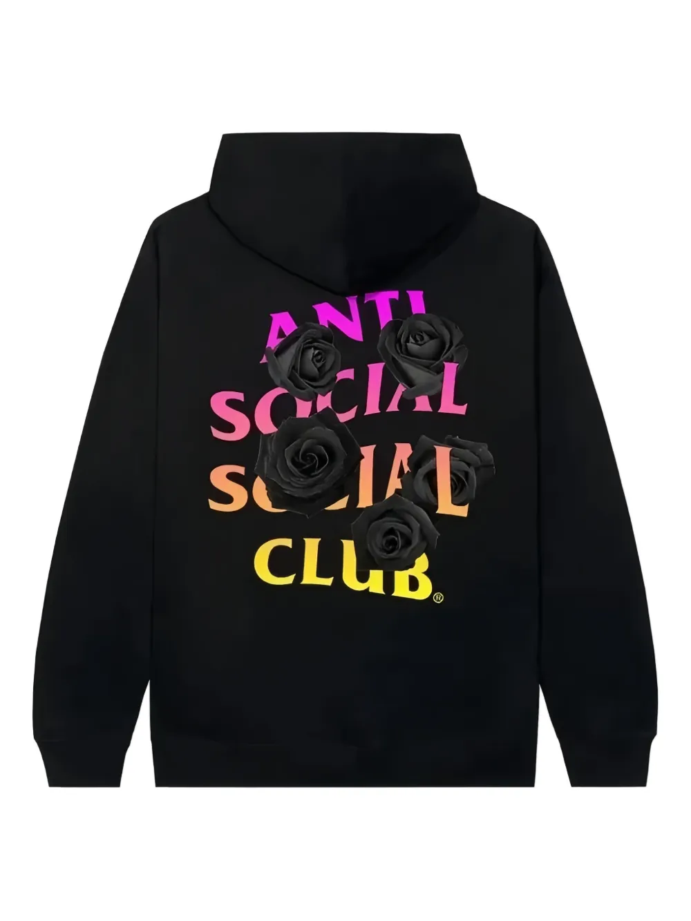 Anti Social Club rose-embellished bat hoodie Zwart