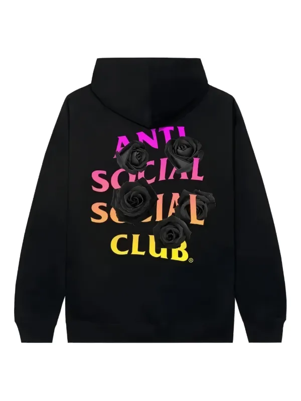 Anti Social Social Club rose-embellished Bat Hoodie Black FARFETCH