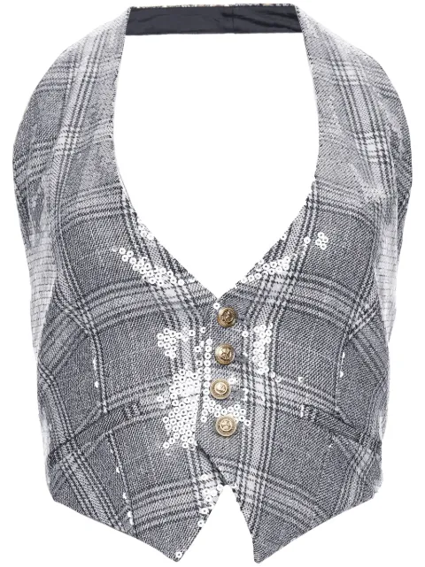 Retrofete Haddy checked halterneck top