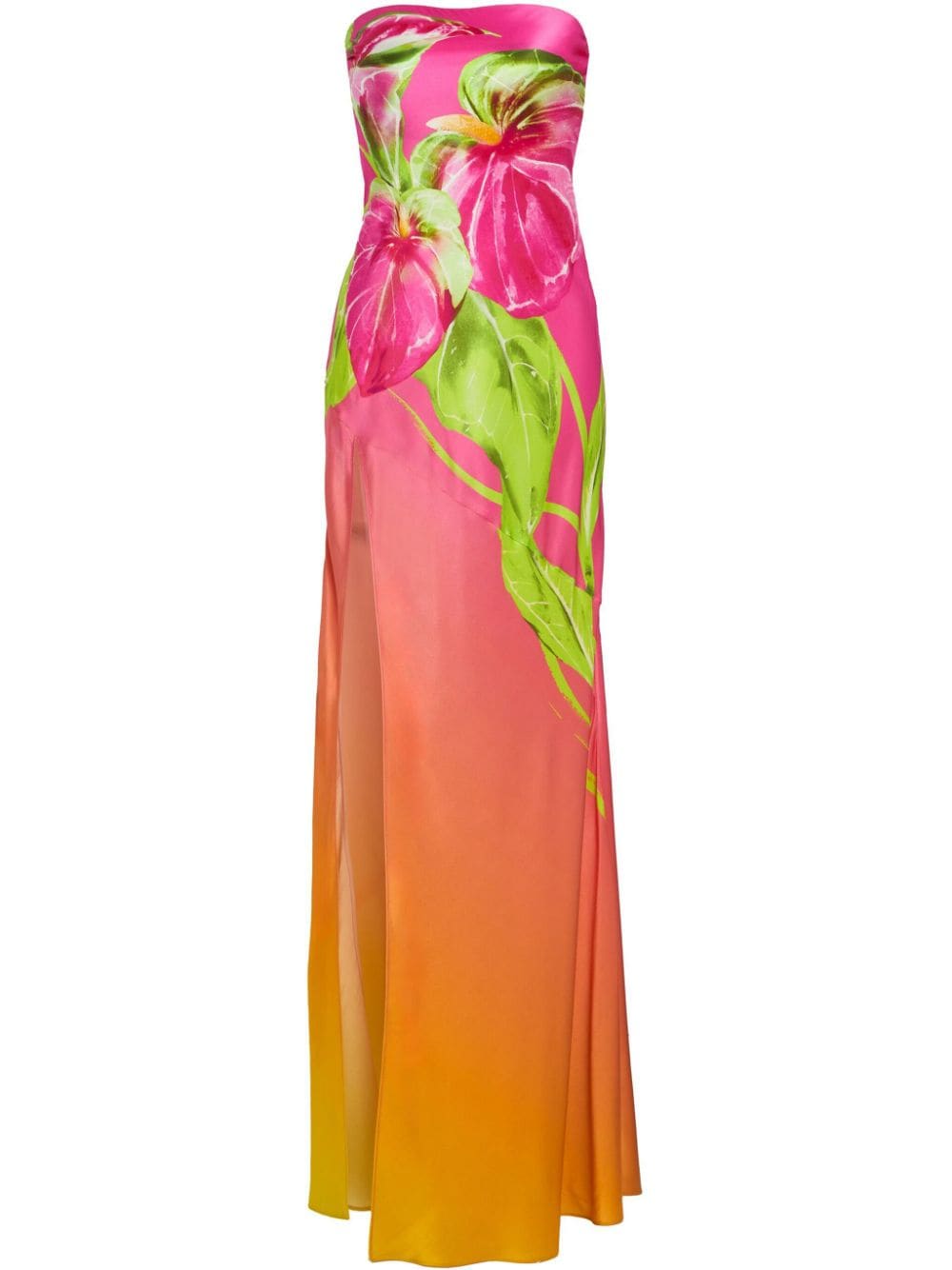 Shop Retroféte Aiyanna Strapless Silk Maxi Dress In Pink