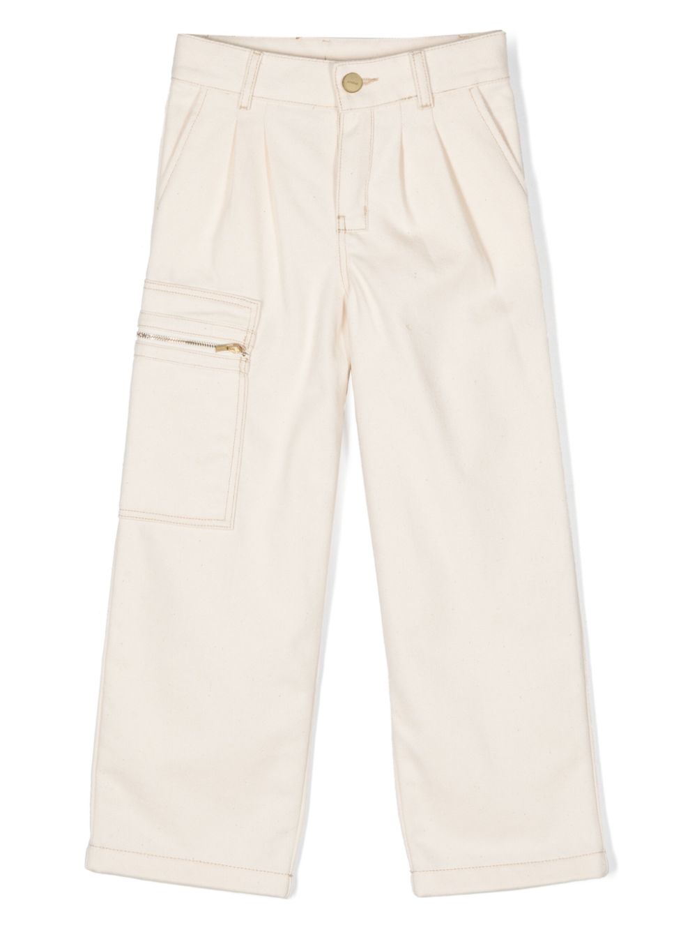 Jacquemus L'enfant Vip Kids' Pleat-detailing Twill Trousers In Neutral