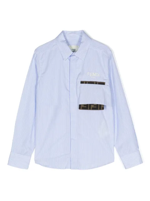 Fendi Kids embroidered-logo striped shirt