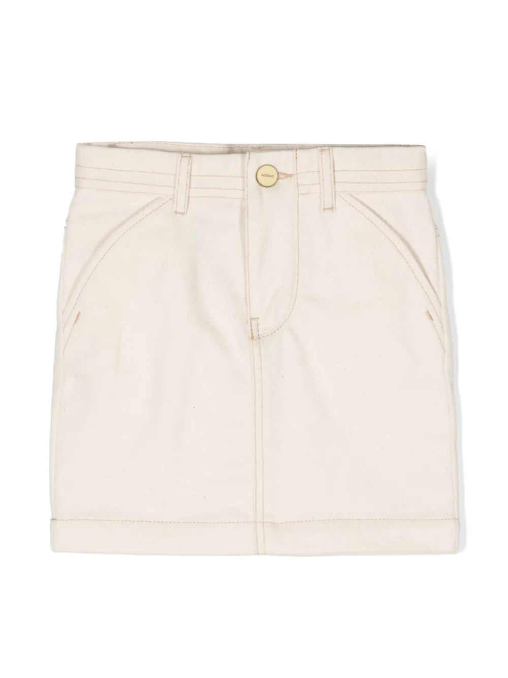 Shop Jacquemus L'enfant Twill-weave Mini Skirt In Neutrals