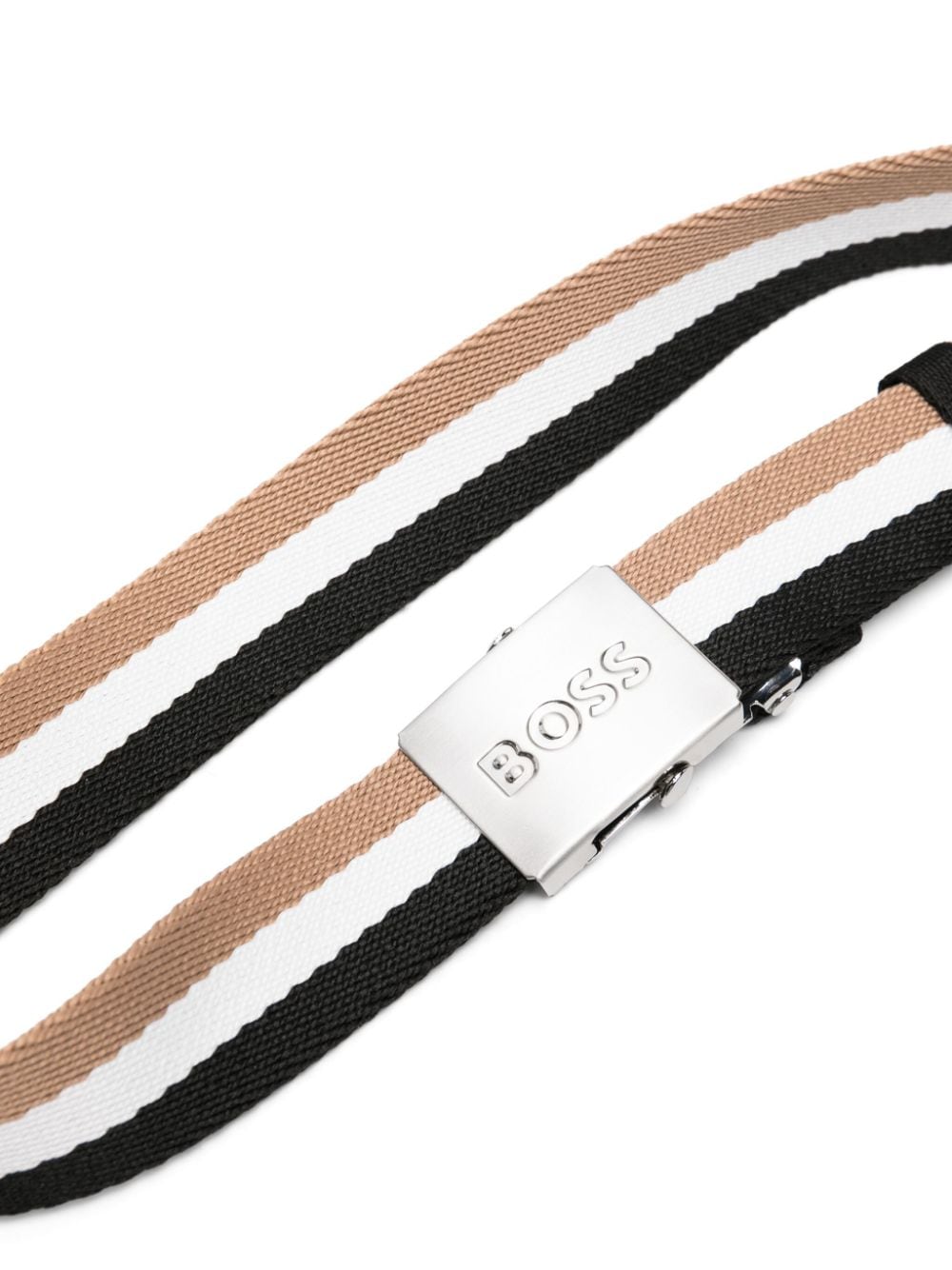 Shop Bosswear Logo-buckle Striped Belt In 黑色