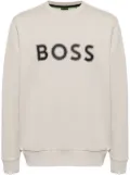 BOSS logo-print cotton-blend sweatshirt - Neutrals