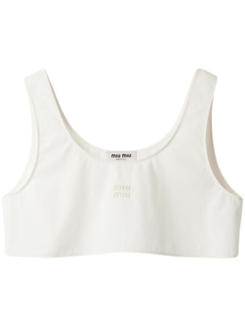 Miu Miu logo-embroidered cotton crop top Women