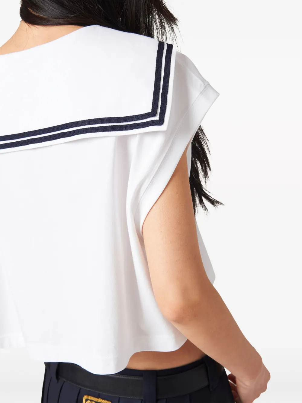 logo-embroidered cotton sailor top