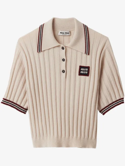 Miu Miu 罗纹针织羊绒polo衫