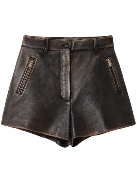 Miu Miu distressed leather mini shorts