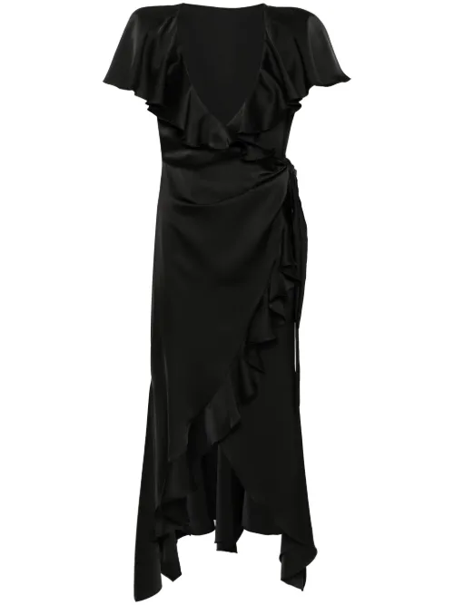 Robe portefeuille volantée en satin - Philosophy Di Lorenzo Serafini - Modalova