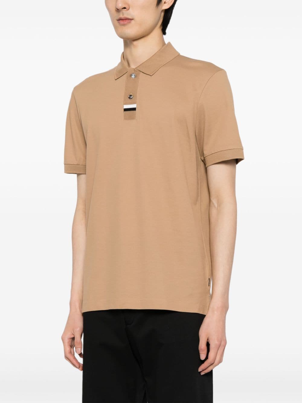 Shop Hugo Boss Stripe-detail Cotton Polo Shirt In Brown