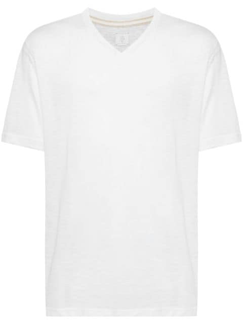 Eleventy V-neck linen-cotton T-shirt