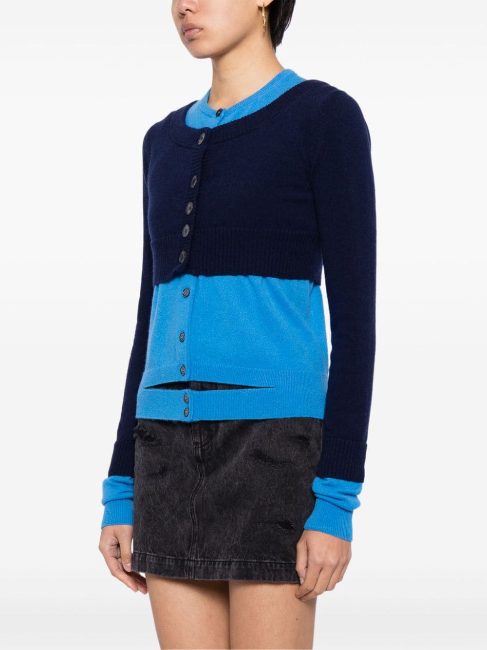 Shop Meryll Rogge Layered Cashmere Cardigan In Blau