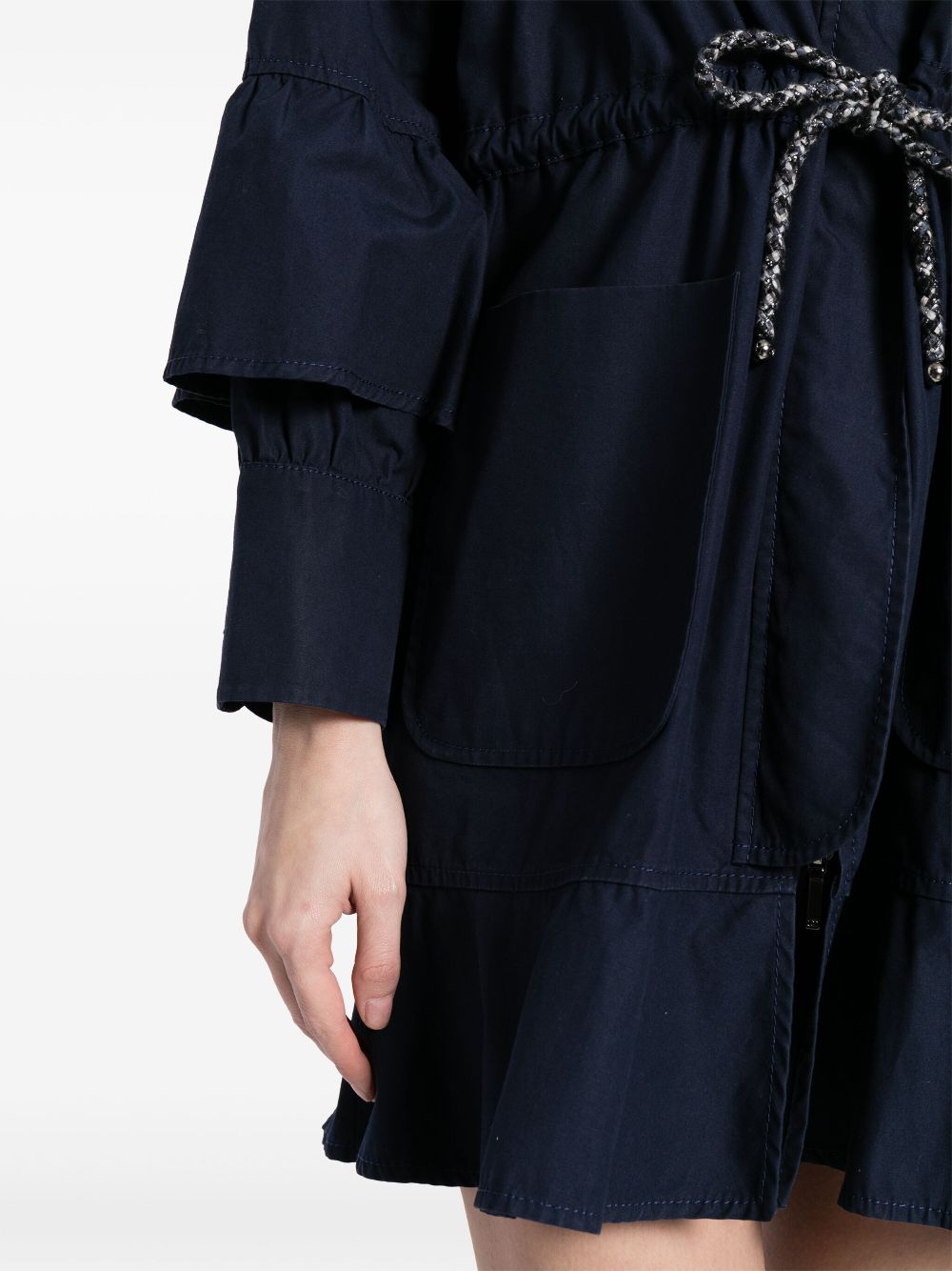 CHANEL cotton layered drawstring coat Women