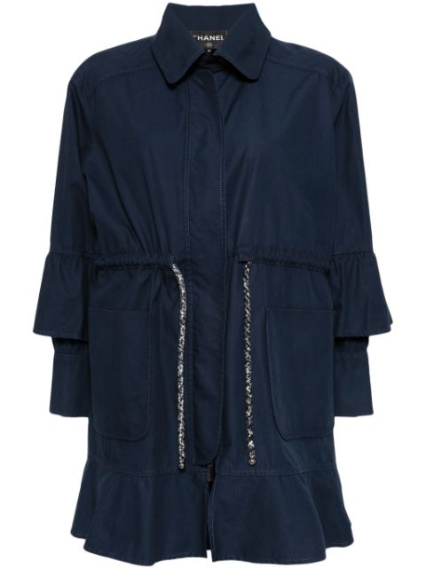 CHANEL cotton layered drawstring coat Women